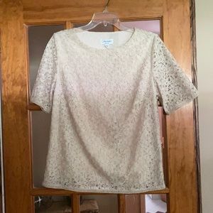 Amy Matto Beige Lace Top Size Medium “ Coastal Grandmother “ Style